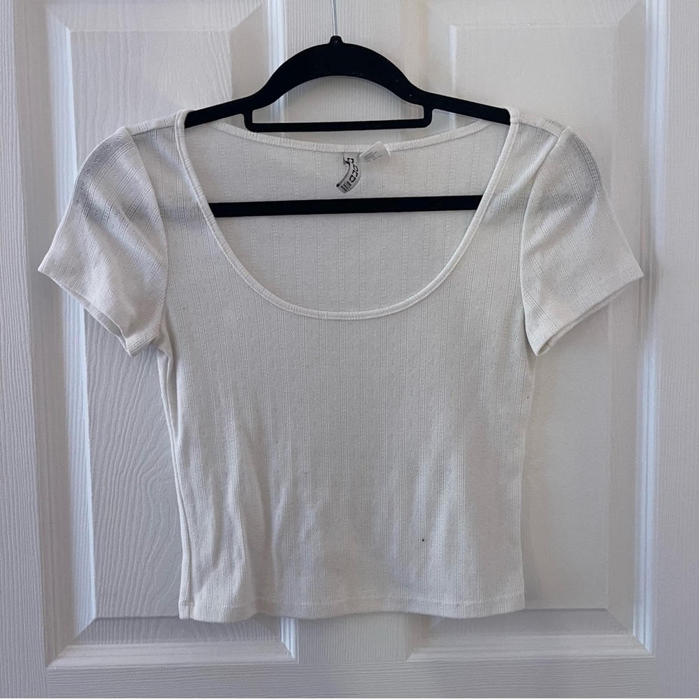 White Scoop Neck Women's Top